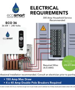 Ecosmart ECO 36 36kw 240V Electric Tankless Water Heater 28 617sxBEGNQS