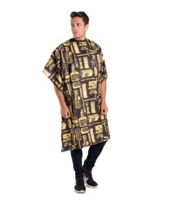 Betty Dain Vintage Print Barber Cutting Cape, Stylish, Lightweight Fabric Repels Hair, Classic Color and Pattern, Water-Resistant, Snap Neck Closure, Generous 45 x 60 Inch Size, Gold - Image 5