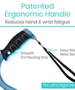 Vive Quad Cane - Walking Stick for Men and Women - Lightweight Adjustable Staff - Comfortable Right and Left Hand Grip for Stability Support - Four Prong Sturdy Aluminum Travel Aid - 4 Tip Blue 14 617uZIkQnHL