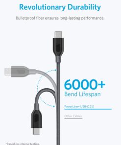 Alternative view of Fast Charging Cable, Anker [2-Pack 6ft] Powerline+ USB-C to USB-A, Double-Braided Nylon, USB Type C, for Samsung Galaxy S10/ S9 / S9+ / S8 / S8+ , iPad Pro 2018, MacBook and More(Gray) 6 Feet Grey 2