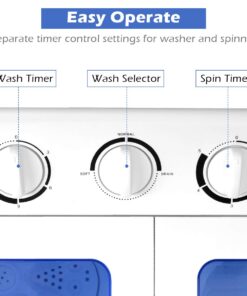 Giantex Portable Mini Compact Twin Tub Washing Machine 20lbs Washer Spain Spinner Portable Washing Machine, Blue+ White 31 6180aRxS24L