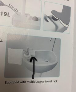 SereneLife Portable Camping Sink w/Towel Holder & Soap Dispenser - Hand Wash Basin Stand w/Rolling Wheels - For Outdoor Events, Gatherings, Worksite & Camping White Standard Towel Holder & Dispenser 34 6181IcPbzcL 1