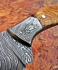 CF-32 Custom Handmade Damascus Steel Chef Knife - Beautiful Olive Wood Handle with Damascus Steel Bolster 7 6181qeLvkiL