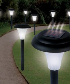 Pure Garden 82-5629 Solar Powered Outdoor Lights  LED Stake Spotlight Fixture, 13.5", Black, 8 Set 10 6182DDip47L