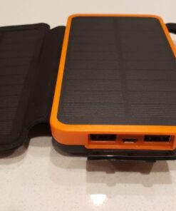 Hiluckey Solar Charger 25000mAh, Outdoor USB C Portable Power Bank with 4 Solar Panels, 3A Fast Charge External Battery Pack with 3 USB Outputs Compatible with Smartphones, Tablets, etc. Orange 57 6182yu3fzpL