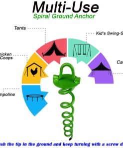 Ashman 16 Inch Spiral Ground Anchor Green Color - Ideal for Securing Animals, Tents, Canopies, Sheds, Car Ports, Swing Sets (Pack of 6) 1 6 Pack 13 6184Y7FYjfL
