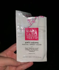 Hada Labo Tokyo Anti-Aging Facial Sheet Mask, with Super Hyaluronic Acid, Collagen, Soy Peptides & Vitamin E, Spa Face Mask Reduces Fine Lines & Wrinkles, Firms & Hydrates, 4 ct 30 6184ZdlFCKL