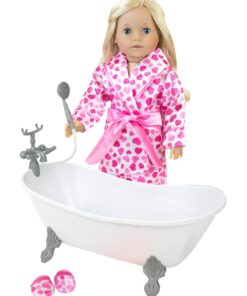Sophia's Classic White Clawfoot Bathtub with Handheld Shower Head and Faucet Furniture Set for 18" Dolls, White/Silver 23 6185Ci2UrzL