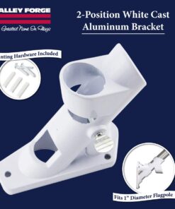 Valley Forge, American Flag, Aluminum Bracket White Powder Coated, 2-Position Pole Holder 1 inches 24 6186gATZWLL