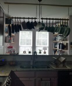 Cooks Standard NC-00269 Standard, Single Bar, 36-Inch Ceiling Mounted Wooden Pot Rack, Brown 43 6186xfNp6pL