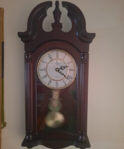 Pendulum Wall Clock Battery Operated - Hanging Grandfather Wall Clock with Pendulum - Quiet, Wood Pendulum Clock - Wooden Pendulum Wall Clock for Living Room Decor, Office & Home Décor Gift 23.5x9 Dark Wood 32 618879Xr31L 1