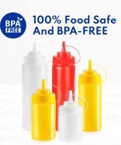 New Star Foodservice 26269 Squeeze Bottles Plastic, Wide Mouth with Caps, 32 oz, Clear, Pack of 6 32 oz 6-Pack 23 6188i0jhizL