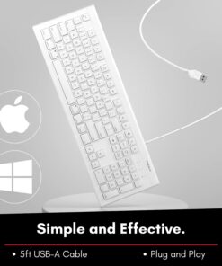 Alternative view of Macally Full Size USB Wired Keyboard for Mac and PC - Plug & Play Wired Computer Keyboard - Compatible Apple Keyboard with 15 Shortcut Keys for Easy Controls & Navigation of Macbook Pro/Air, iMac Wired USB