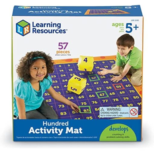 Learning Resources Hundred Activity Mat - 57 Pieces, Ages 5+ Math Learning Games for Kids, Educational and Fun Games for Kids