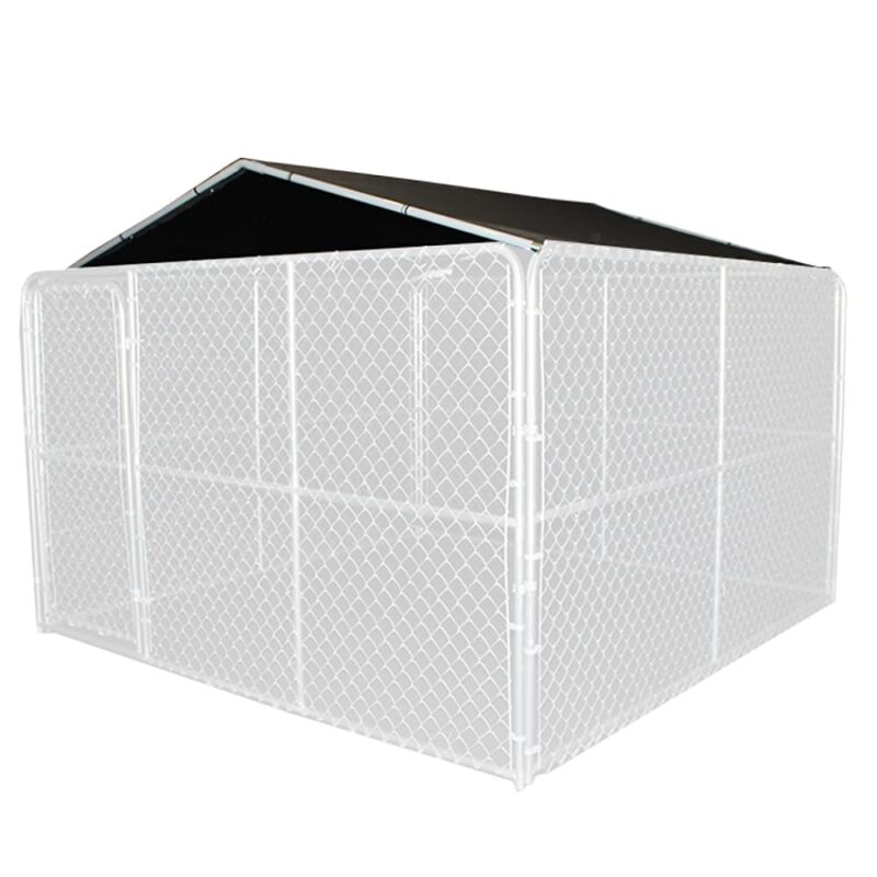 Catalog 4 King Canopy Outdoor Dog Kennel Roof Cover Kit 9-Feet 7-Inches by 9-Feet 7- Inches, 1 3/8-Inch Steel Frame, with Clamps 10- Feet by 9-Feet 7-Inches, Grey