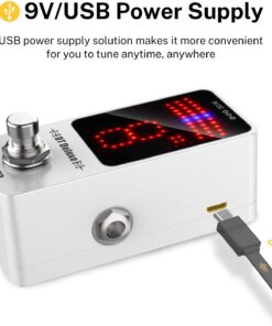 Alternative view of Donner Tuner Pedal, DT Deluxe Chromatic Guitar Tuner Pedal for Electric Guitar and Bass ± 1 Cent USB or 9V Power Supply True Bypass White Tuner