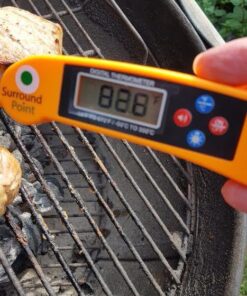 Digital Thermometer Talking Instant Read- Electronic BBQ- Great for Barbecue, Baking, Grilling, Cooking, All Food & Meat, Liquids- Collapsible Internal long Probe (Orange) By Surround Point 22 618HmNSGCML