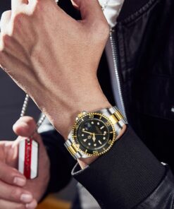 FANMIS Mens Luxury Watches Rotatable Bezel Sapphire Glass Luminous Quartz Silver Gold Two Tone Stainless Steel Watch Gold Black 26 618QZ5zfEIL