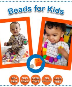 Skoolzy Primary Lacing Beads with String & Pipe Cleaners 46 pc Lacing Beads (41 pc) 31 618RE8JU1 L