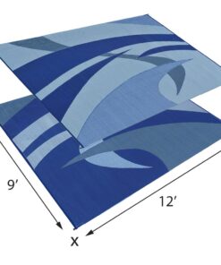 Alternative view of Stylish Camping 159123 Outdoor Patio / RV Camping Mat - Swirl (Blue/Gray/Black/White, 9-Feet x 12-Feet) 9x12 Blue/Grey