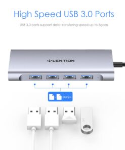 LENTION USB-C Multi-Port Hub with 4K HDMI Output, 100W PD, 4 USB 3.0 5Gbps Compatible 2023-2016 MacBook Pro, New Mac Air & Surface, Chromebook, iPhone 15, More, Stable Driver Adapter (C35, Space Gray) 28 618SwdSsjBL