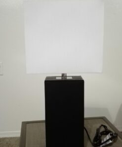 Elegant Designs LT1025-BLK Modern Leather Table Lamp with White Fabric Shade, Black 1 44 618VOoR3fSL