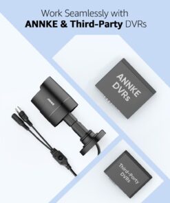 ANNKE 1080p Security Camera 4-in-1 CCTV Bullet Wired Cam, AHD/TVI/CVI/CVBS, Analog Surveillance Video Add–On Camera for Indoor/Outdoor Use, 100ft Clear Night Vision (Power Adapter Not Included) - E200 Black 37 618VwQ7M7ML