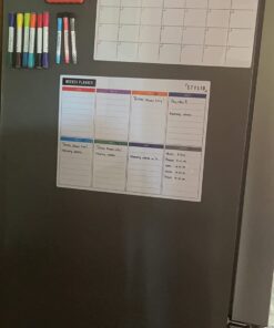 STYLIO Dry Erase Calendar Whiteboard. Set of 3 Magnetic Calendars for Fridge: Monthly, Weekly Organizer & Daily Notepad. Refrigerator & Wall Family Calendar. 4 Fine Point Markers & Eraser Included White 42 618YXqM 45L