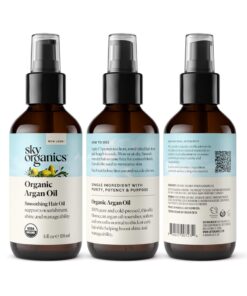 Sky Organics Organic Argan Oil for Hair, 100% Pure & Cold-Pressed USDA Certified Organic to Hydrate, Soften & Smooth, 4 fl. Oz + Ebook 18 618cz1C5fwL