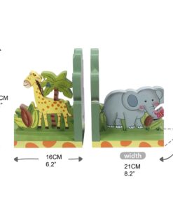 Fantasy Fields - Sunny Safari Animals Thematic Set of 2 Sturdy Wooden Bookends for Kids - Non-Toxic, Water-Based Paint, Giraffe and Elephant, Blue 17 618dydV4RIL