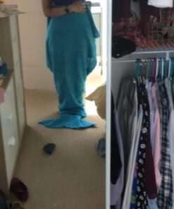 LAGHCAT Mermaid Tail Blanket Crochet Mermaid Blanket for Adult, Soft All Seasons Snuggle Mermaid Sleeping Bag Blankets 71"x35.5" Blue 47 618hQkBnhL