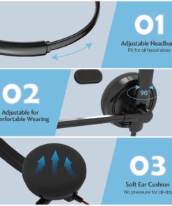 HROEENOI Premium USB Wired Headset with Noise-Cancelling Microphone, Ideal for PC, Laptop, Zoom Calls, Skype Meetings, Call Centers, and Home Office Use with in-Line Controls for Volume & Mic Mute 1 Pack 22 618iXaeeazL