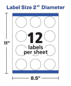 Avery Printable Round Labels with Sure Feed, 2" Diameter, Matte White, 300 Customizable Labels (22877), 8.5" x 11" 17 618jaw0pNFL