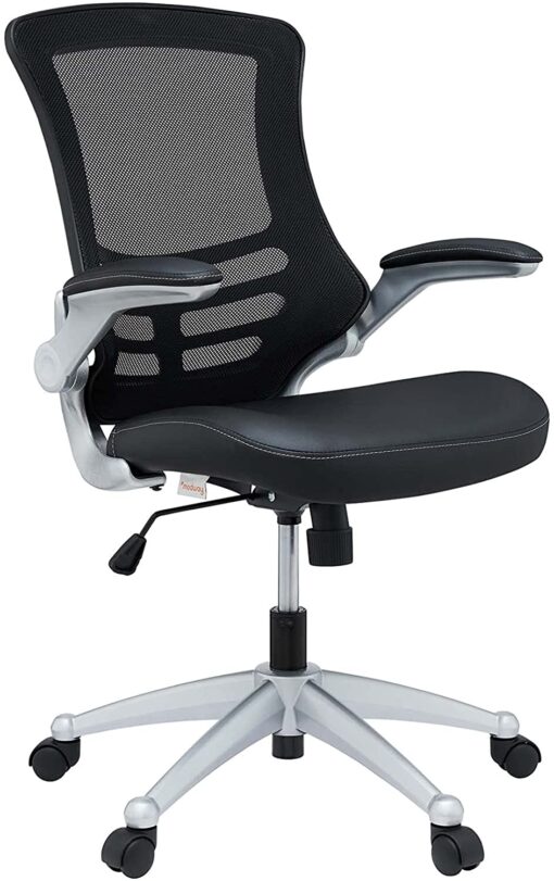 Modway Attainment Mesh Back and Vinyl Seat Modern Office Chair in Black