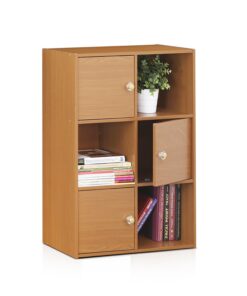 Furinno Pasir 3 Tier Shelf with 3 Door/Round Handle, Steam Beech 23.6(W)x9.4(D)x31.5(H) inches 20 618o9WsawrL