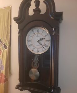 Pendulum Wall Clock Battery Operated - Hanging Grandfather Wall Clock with Pendulum - Quiet, Wood Pendulum Clock - Wooden Pendulum Wall Clock for Living Room Decor, Office & Home Décor Gift 23.5x9 Dark Wood 33 618soCCZbZL 1