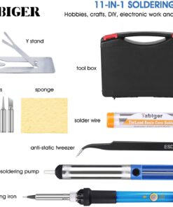 Soldering Iron Kit Electronics, 60W Adjustable Temperature Soldering Iron with Tips Desoldering Pump Solder Wire Tube Soldering Iron Holder Tool Carrying Case 40 618vEyrdeSL