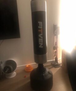 FITVEN Freestanding Punching Bag with Boxing Gloves Heavy Boxing Bag with Suction Cup Base for Adult Kids - Men Stand Kickboxing Bag Black or Silver white 32 618wdvAjxML