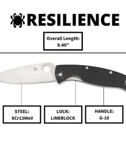 Spyderco Resilience Folding Pocket Knife with 4.20" 8Cr13MoV Stainless Blade and G-10 Handle - PlainEdge - C142GP 33 618xBWKtgZL