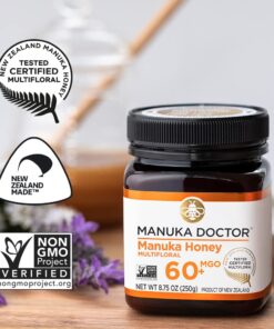 MANUKA DOCTOR - MGO 60+ Manuka Honey Multifloral, 100% Pure New Zealand Honey. Certified. Guaranteed. RAW. Non-GMO (8.75oz) Multifloral MGO 60 8.75 Ounce 34 618yy7s5h5L