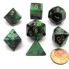 Polyhedral 7-Die Gemini Chessex Dice Set - Black-Green w/ Gold CHX-26439