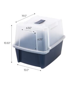 IRIS USA Large Split-Hood Cat Litter Box with Scoop and Grate, Blue Split Hooded - Navy 31 6195or0MPUL