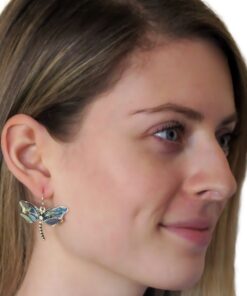 Alternative view of PammyJ Dragonfly Earrings for Women | Dragonfly Jewelry Abalone Hook Earrings