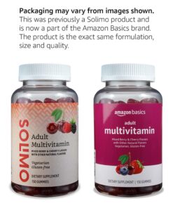Amazon Basics Adult Multivitamin, 150 Gummies, 75-Day Supply, Mixed Berry & Cherry (Previously Solimo) 150 Count (Pack of 1) 20 6198xDAbIkL