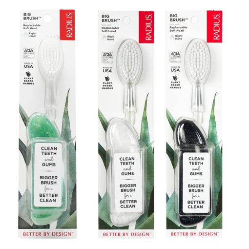 RADIUS Big Brush BPA Free & ADA Accepted Toothbrush Designed to Improve Gum Health & Reduce Gum Issues - Right Hand - Midnight Sky/Marble/Soda Pop Eco Grind - Pack of 3 Midnight Sky/ Marble/ Soda Pop Eco Grind 3 Count (Pack of 1) Big Brush Right Hand