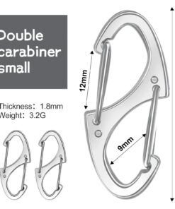 Alternative view of S Shaped Double Carabiner Keychain 1.6 Inch Dual Gate Binder Carabiner Ideal for Camping Traveling(Black, Silver,Dark Grey) 40.0