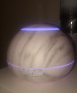 HATHASPACE Marble Essential Oil Aroma Diffuser, 350ml Aromatherapy Fragrance Diffuser & Ultrasonic Cool Mist Room Humidifier, 24+ Hour Capacity, 7-Color Mood Light, Intermittent Mode, BPA-Free (White) White 39 619A23 9YJL