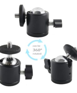 EXMAX 360 Degree Aluminum Alloy Body Rotating Swivel Mini Tripod Ball Head with 1/4" Screw Thread Base Mount for Lighter DSLR Camera Camcorder LED Light Bracket Hiking HTC Vive (Black) Black 21 619ANoRHL