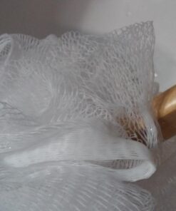 Shower Loofah on a Stick Body & Back Scrubber - Long Handled Mesh Bath Sponge Pouf Luffa Brush on a Stick with a Wood Handle for Men & Women - Easy Reach Body Wash & Lotion Applicator 1 Count (Pack of 1) 28 619B429KRqL