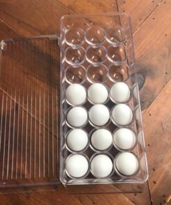 iDesign Plastic Egg Holder for Refrigerator with Handle and Lid, Fridge Storage Organizer for Kitchen, Set of 1, Clear 61 619B6rhOcDL
